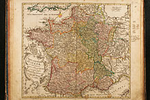 Tabula Geograph. Galliae ad emendatiora quae adhuc prodierunt exempla jussu Acad. Reg. scient. et eleg. Litt. Boruss. descripta.